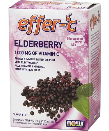 Now Foods Effer-C Elderberry Effervescent Drink Mix - 30 Packets (5.82 oz) | Immune Support - Buy Online on SooperMarket.com