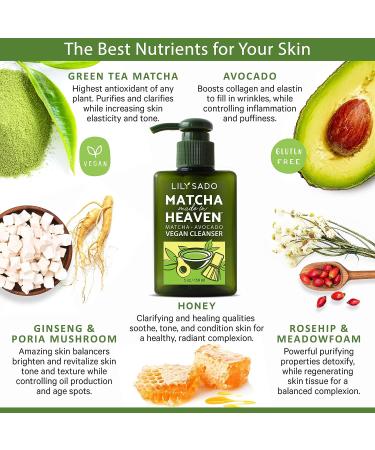 Lily Sado Matcha Made in Heaven Green Tea Cleanser - Daily Facial Wash for Men & Women - Clears Pores, Treats Acne, Reduces Pore Size - 5 oz - Buy Online on SooperMarket.com