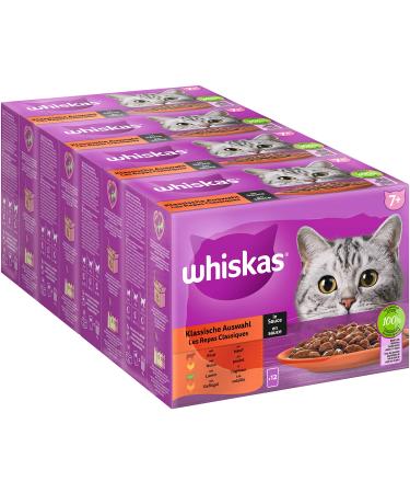 Whiskas 7+ cat food classic selection in sauce 12x85g (4 packs) - high -quality wet food from the age of 7 in 48 portion bags classic selection (sauce)
