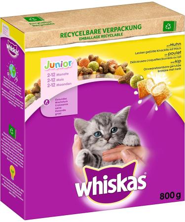 Whiskas Junior Dry Cat Food Chicken 5x800g - Extra Small Kibbles for Growing Kittens (2-12 Months) - International Shipping Available - Buy Online on SooperMarket.com