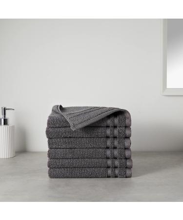 Amazon Basics 6-Pack Dark Grey Hand Towels - 30% Recycled Cotton Content - Buy Online on SooperMarket.com