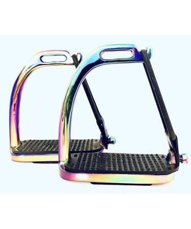 Peacock Rainbow Gloss Fillis Safety Stirrups S/Steel with Black Treads - 4.75 Inches - Buy Online on SooperMarket.com