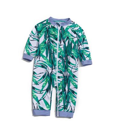 BONVERANO Baby Boys Swimsuit Toddler Bathing Suit Full-Length Zipper One Piece Swimwear with UPF 50+ Sun Protection 24 Months Green