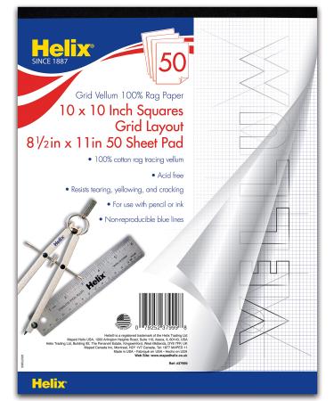 Helix Grid Vellum Paper Pad (HLX37999) Vellum 10 x 10 Grid Grid