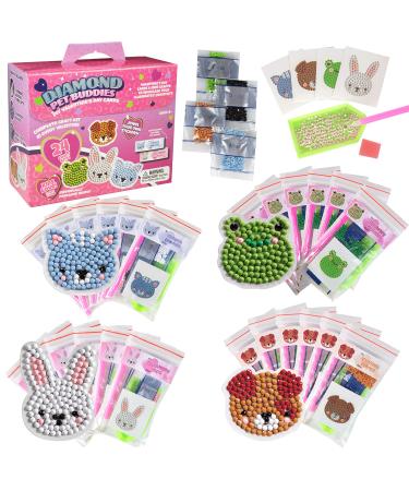 Pet Buddies Diamond Painting Kits (24ct)- Perfect Goodie Bag Party Favors for Kids Birthday Party -Each Includes Animal Gem Craft Activity & Sticker- Kids Multi-Item Party Favor Packs for Boys & Girls