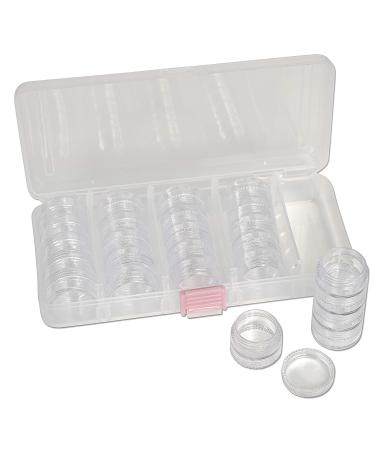 The Beadsmith Personality Case Clear Plastic Bead Storage Case with 25 Removable and Stackable Jars includes 5 screw top lids Organizer Storage for Beads Snap Lock Case for Jewelry and Crafts