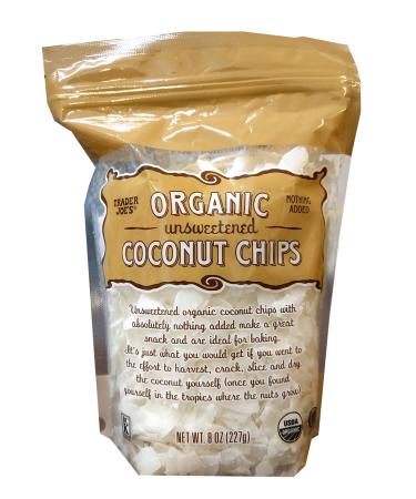 Trader Joe's Organic Unsweetened Coconut Chips (Pack of 1) 8 Ounce (Pack of 1)