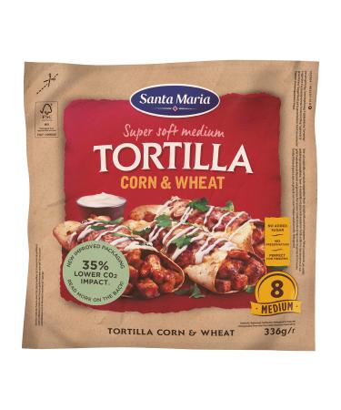 Santa Maria Tortilla Corn & Wheat Medium 336G |Authentic corn taste |Ideal for children's birthdays lunch or picnic