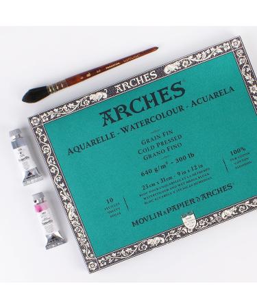 Arches Watercolor Block 9x12-inch | 10 Sheets 300 lb Watercolor Paper Cold Press | 100% Cotton | Ideal for Gouache, Ink, Acrylic | Natural White | Watercolor Paper Block - Buy Online on SooperMarket.com