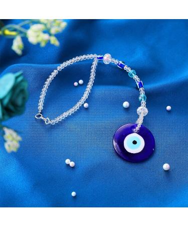 Evil Eye Car Hanging Ornament - Cobee Blue Eye Charms for Protection & Blessing | Beaded Decor Pendant for Rear View Mirror - Buy Online on SooperMarket.com
