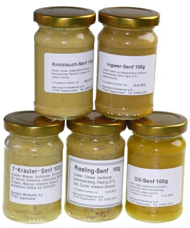 Wiedemer - Gourmet mustard set "Gourmet" Five of our popular mustard variations from sweet to sharp in a set - 5 x 100g gorumet set (5 x 100g)