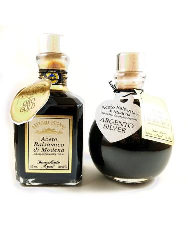 Fattoria Estense Balsamic Gift Set - 1 X Gold Balsamic (250 Ml) + 1 X Silver Balsamic (250 Ml)