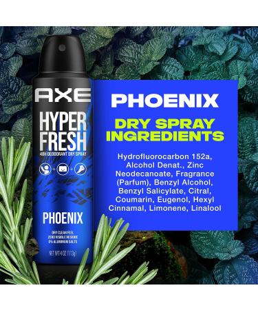 AXE Phoenix Deodorant Spray - 48 Hour Odor Protection Crushed Mint & Rosemary Aluminum-Free No Residue 4 oz - International Shipping Available - Buy Online on SooperMarket.com