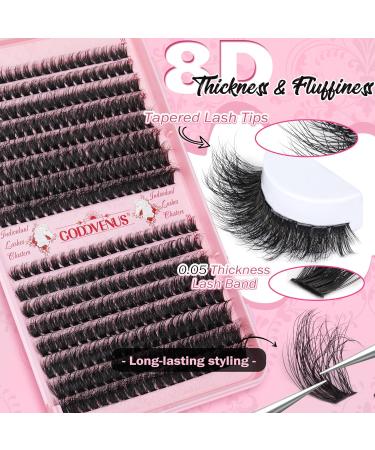 Thick Eyelash Extension Kit Lashes Individual Cluster 80D+100D Individual Eyelashes DIY Lash Extensions Kit with D Curl Russian Eyelash Extensions Bond and Seal Lash Glue Lash Tweezers by Goddvenus E-320PCS Fluffy 40D+50D - Buy Online on SooperMarket.com