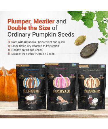 Dark Chocolate & Sea Salt Pumpkin Seeds | Premium Select Line by Superseedz | Vegan, Keto, Whole 30 | 7g Plant Based Protein | Nut & Gluten Free | Made in USA | 4oz x 6 Pack - Buy Online on SooperMarket.com