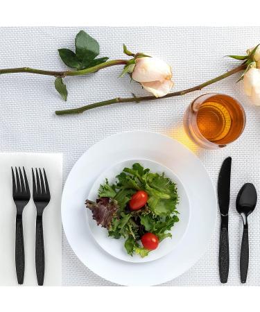 400 Piece Heavy Weight Plastic Silverware Set - Black Disposable Cutlery Combo (200 Forks, 100 Knives, 100 Spoons) - Ideal for Parties and Events - Buy Online on SooperMarket.com