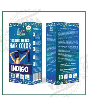 Jiva Organic Indigo Powder for Hair Color - 100% Pure Vegan & Kosher - Chemical-Free Herbal Hair Dye (3.5 Oz - Buy Online on SooperMarket.com