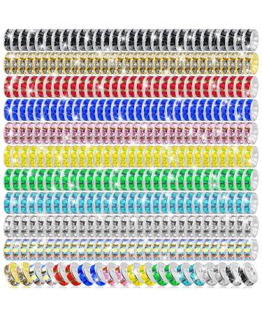 Cludoo Rondelle Spacer Beads for Jewelry Making  1200 pcs 8mm Rhinestone Spacer Beads  10 Colors Crystal Beads Spacers for Jewellery Making Bracelet Necklaces DIY Craft