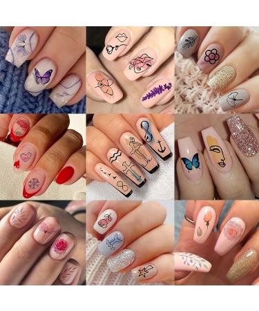 Watercolor Floral and Abstract Nail Stickers - 6 Sheets of Self-adhesive Nail Decals for Women - Flower, Butterfly, and Lady Face Designs - Buy Online on SooperMarket.com