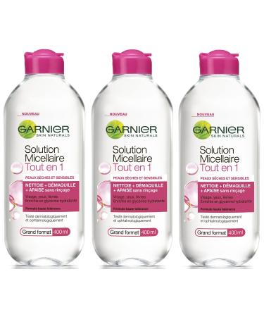 Garnier micelle cleaning water all-in-1 for dry and sensitive skin maxi format 400 ml 3 pieces without perfume 400 ml (3 pack)