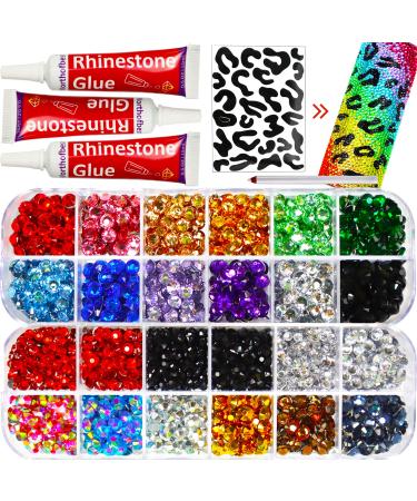 Rhinestone Glue Clear with Rhinestones for Crafts, Flatback Crystal Gems Bling Bedazzler kit with Rhinestones Glue for Clothes Clothing Shoes Tumblers Rinestones Setter for Plastic Glass Metal Cup Brown