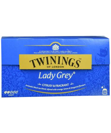 Twinings Lady Gray Tea 50g rich mix of Chinese tea types with orange and lemon peel completed with Bergamot-Aroma.25 tea bags Tea 2 Pack (2 x 50 g) 25 pieces (2 -pack)