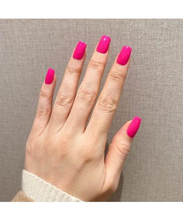 Buy Novo Ovo Neon Pink Holographic Press On Nails - Medium Angular Artificial Fingernails for Easy Application | International Shipping Available - Buy Online on SooperMarket.com
