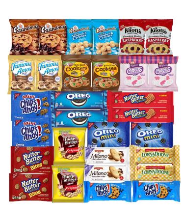 Cookies Variety Pack Assortment Sampler Individually Wrapped Cookies Bulk Care Package (30 Count)