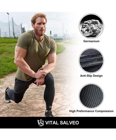 Vital Salveo Compression Full Leg Sleeve X-Large - 2 Pack, Thigh Calf Knee Support for Basketball, Black - Buy Online on SooperMarket.com