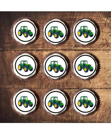 24 Green Tractor Edible Cake Topper Farm Party Decorations Tractor Birthday Decorations Farmer Cupcake Toppers Farm Cake Decorations Tractor Gifts For Men Tractor Party Digger Cake Topper - Buy Online on SooperMarket.com