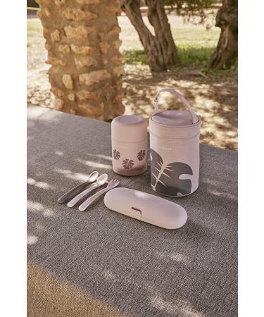 Miniland Food Thermy Mini Leaves - 280ml Insulated Container for Baby Porridge & Solid Food | High-Quality Steel in Old Pink (89444) - Buy Online on SooperMarket.com