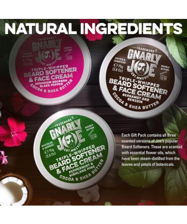 Gnarly Joe Beard Softener Gift Pack for Men (3 Jars All Scents). Triple-Whipped Combined Beard and Face Creams Multipack (All 3 Scents) - Buy Online on SooperMarket.com