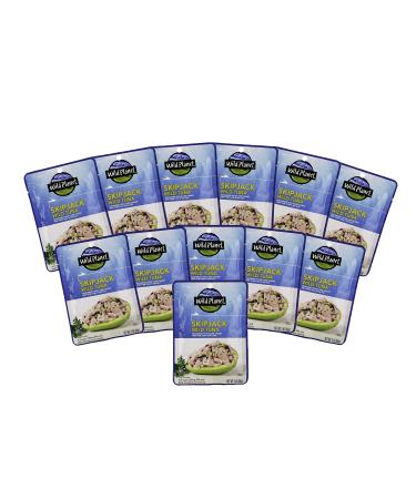 Wild Planet Skipjack Wild Tuna, Sea Salt, Pouch, Keto and Paleo, 3rd Party Mercury Tested, 3 Ounce (Pack of 12) 3 Ounce (Pack of 12) Skipjack Sea Salt