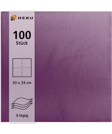 HEKU 100 Purple 3-Layer Napkins - 33x33cm | 5-Pack | Stylish & Highly Absorbent | Perfect for Events & Gastronomy | International Shipping Available - Buy Online on SooperMarket.com