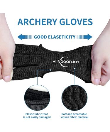 IndoorJoy Archery Gloves - Three Finger Protective Gloves for Men, Women, Teenagers, and Adults - Beginner Archery Accessories for Hunting - Leather Finger Guards - Large Thickened Black - Buy Online on SooperMarket.com