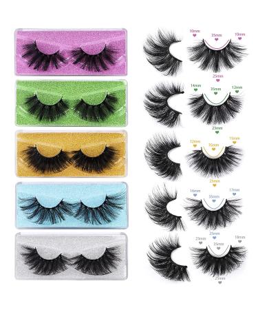 10 Pairs Mink Fluffy 25mm Fake Eyelashes Pack - Long, Thick, Handmade, Reusable - 8D Volume Lashes - Mixed Styles - Bulk Value Set - Buy Online on SooperMarket.com