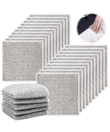 XINRUI 20 PCS Multipurpose Wire Dishwashing Rags for Wet and Dry Non-Scratch Wire Dishcloth Reusable Kitchen Cleaning Towels Dish Cloths No Odor Quick Drying for Home Kitchen Daily Cleaning