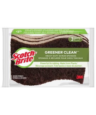 Scotch-Brite Greener Clean scrub sponge Heavy Duty 3 Pack garage/Outdoor/Kitchen Scrubber 3 count
