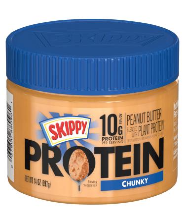 SKIPPY Peanut Butter Blended with Plant Protein, Chunky, 14 Ounce (Pack of 6), 84 Ounce