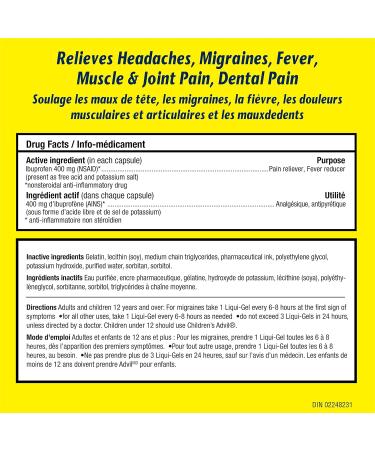 Advil Extra Strength Ibuprofen Pain Relief Liquid-Gels Fast Acting Pain Relief for Migraine Back Neck Joint and Muscle Relief 400mg (12 Count) 12 Count (Pack of 1) Pain Relief Liquid-Gels - Buy Online on SooperMarket.com