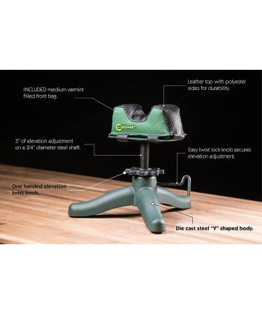 Caldwell The Rock Jr Adjustable Rifle Shooting Rest - Ambidextrous Design for Outdoor Range | Green/Black - Buy Online on SooperMarket.com