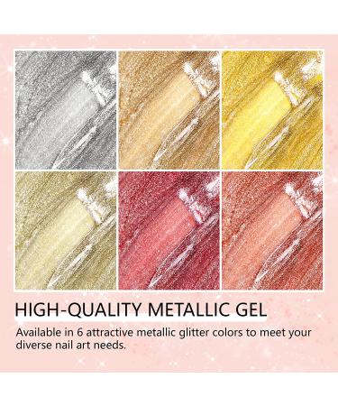 Saviland Metallic Gel Nail Polish Set - 6 Colors | Soak Off UV LED Glitter Nail Art Kit - Buy Online on SooperMarket.com