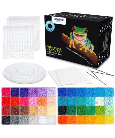 24,000 Mini Fuse Beads kit 2.6mm, 48 Colors 5 Pegboards 2 Tweezers Mini Perler Beads Kit Compatible Hama Beads Melty Mini Beads Melting Beads Iron Beads Craft Beads Bulk Beados kit Storage 24,000 mini beads 48 colors