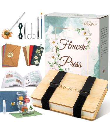 Aboofx Flower Press Kit  Large Wooden Flower Pressing Kit for Adults Kids  6 Layers 6.3 x 8.3 Inch Flower Press Leaf Pressing Kit to Making Dried Plants  DIY Flower Preservation Kit Crafts