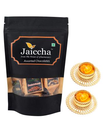Jaiccha Ghasitaram Diwali Gifts Chocolate - Assorted Chocolates 200 GMS with 2 T-Lites