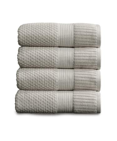 NY Loft 100% Cotton Bath Towel 4 Pack | Super Soft & Absorbent Quick-Dry Bath Towels 30" x 52" |Textured and Durable Cotton | Trinity Collection (4 Pack Bath Towel, Quiet Grey) Bath Towel (4 Pack) Quiet Grey