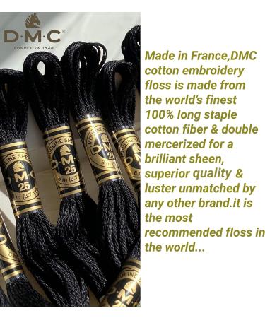 DMC Black Embroidery Floss 6 Strand Cotton Thread Bundle - 12/Pack with Bonus Skeins in Black Brown and Black Avocado, Includes DMC Cross Stitch Needles - Premium Black String/Yarn Set - Buy Online on SooperMarket.com