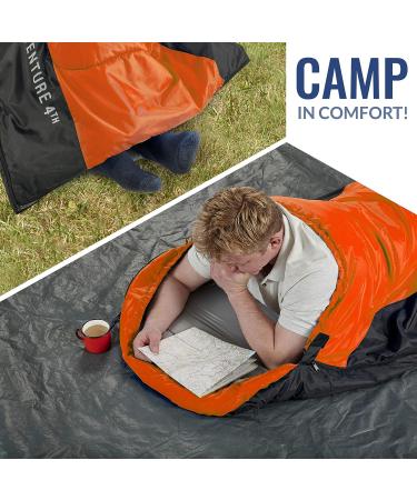 VENTURE 4TH Backpacking Sleeping Bag - Lightweight Warm & Cold Weather for Adults, Kids, Couples - Ideal for Hiking, Camping & Outdoor Adventures - XXL Double Size 4.5lbs | Orange/Gray - Buy Online on SooperMarket.com