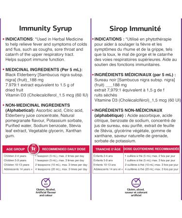 Wampole Adorable Immunity Syrup Black Elderberry + Vitamin D Helps Support the Immune System & Relieve Cold & Flu Symptoms 150 ml - Buy Online on SooperMarket.com