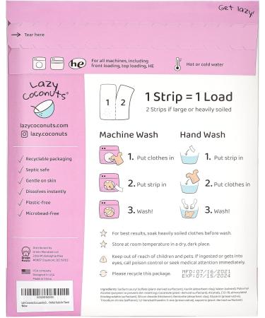 Eco-Friendly Plant-Powered Laundry Detergent Strips - Fragrance-Free Ultra Concentrated Plastic-Free for Home & Travel - Buy Online on SooperMarket.com